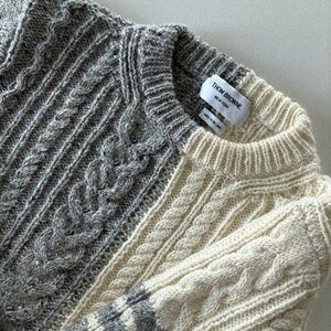 Thom Browne Men’s Dual Tone Cable Knit Sweater - Mohair / Wool - Size 3 (Medium)
